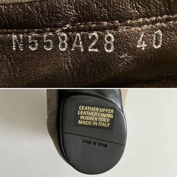 AGL Leather Ballet Flats Low Heel Snake Print Cap-toe Brown 40 - Picture 6 of 12